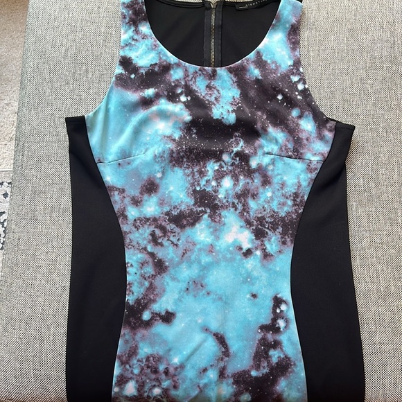 Y2K Vintage Blue Nebula Mini Dress, Size: Large Circa 2008 - Picture 16 of 17